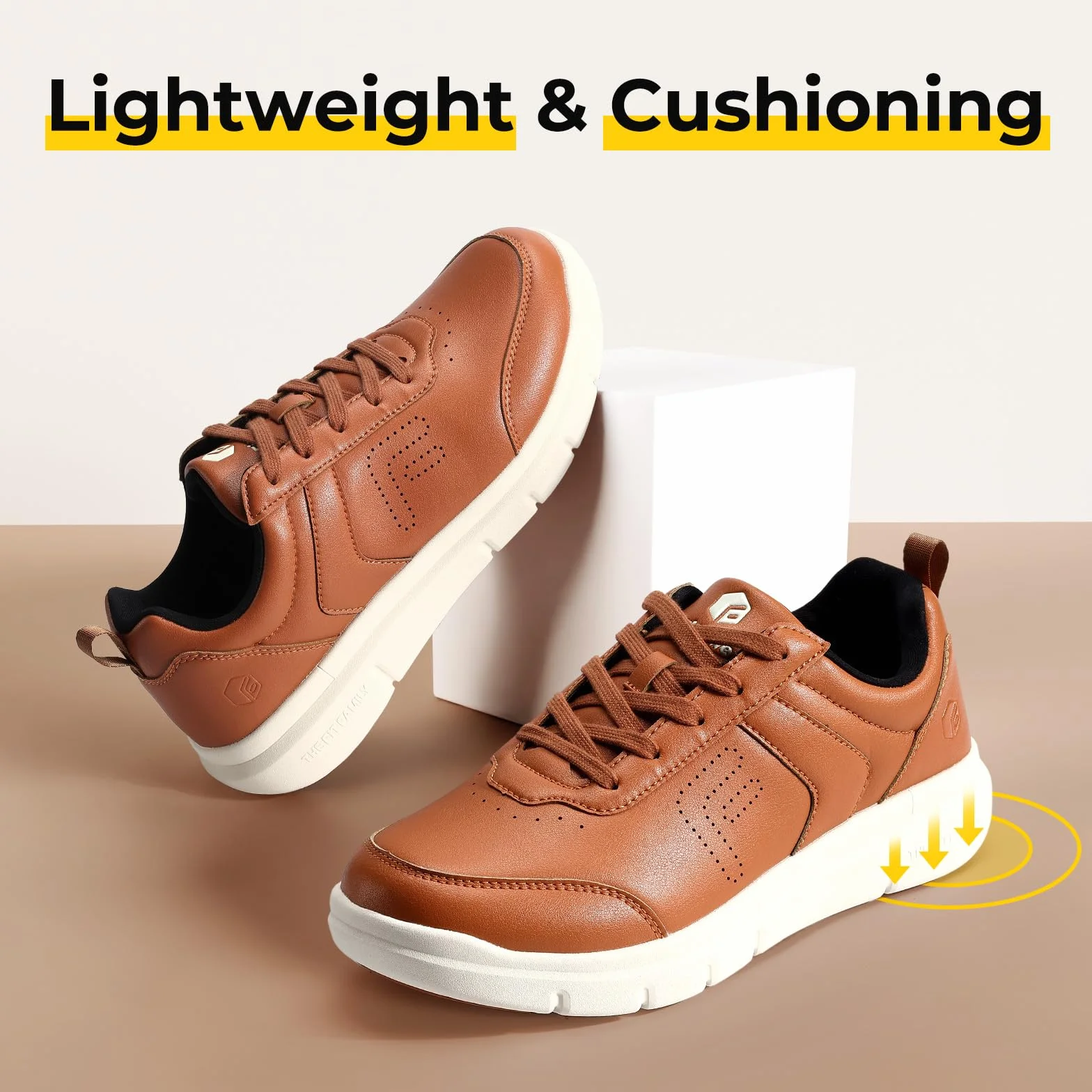 FitVille Chaussures Hommes Extra Large en Cuir Souple avec Semelle Respirante - Confort Orthopédique pour Pieds Sensibles Fasciite Plantaire Chaussures de Marche