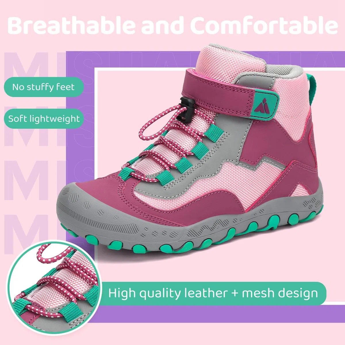 Mishansha Chaussures de Randonnée pour Garçons Antidérapant Trekking Léger Respirant Baskets Sneakers GR.24-38 EU
