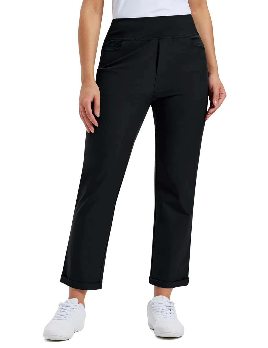MoFiz Pantalon de Golf pour Femme avec Poches Pantalon Bureau de Extensible Pantalons de Business avec Ceinture élastique imperméable pour Sport, Voyage et Travail UPF50+