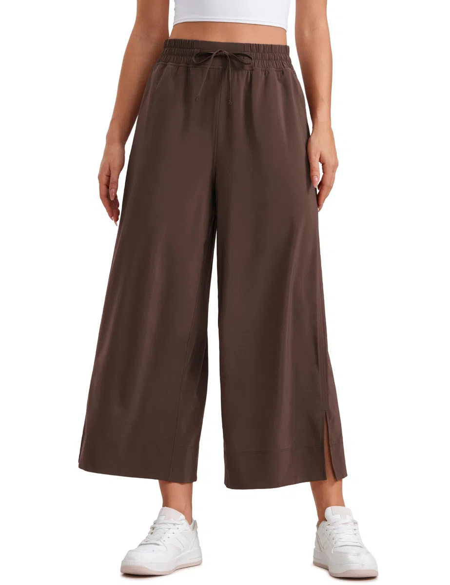 CRZ YOGA Pantalon Capri léger à Jambe Large pour Femmes Taille Haute Décontracté