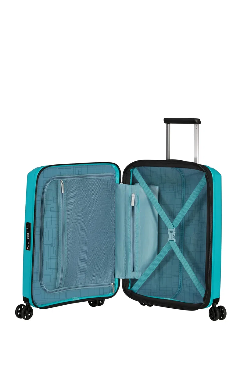 American Tourister Aerostep - Spinner S, Bagage à Main Extensible, 55 cm, 36/40 L, Turquoise (Turquoise Tonic)