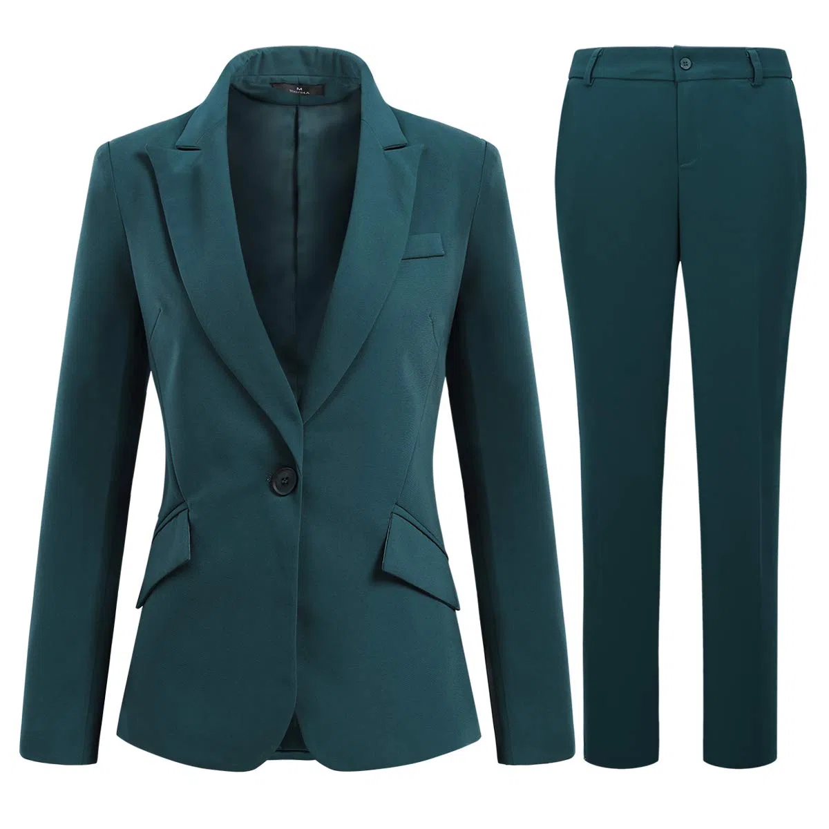 YFFUSHI Tailleur Femme 2 Pièces Elegant Veste Formel Slim Fit Blazer Bureau Travail Pantalon Costumes Revers Manteau Ensemble de Couleur Unie