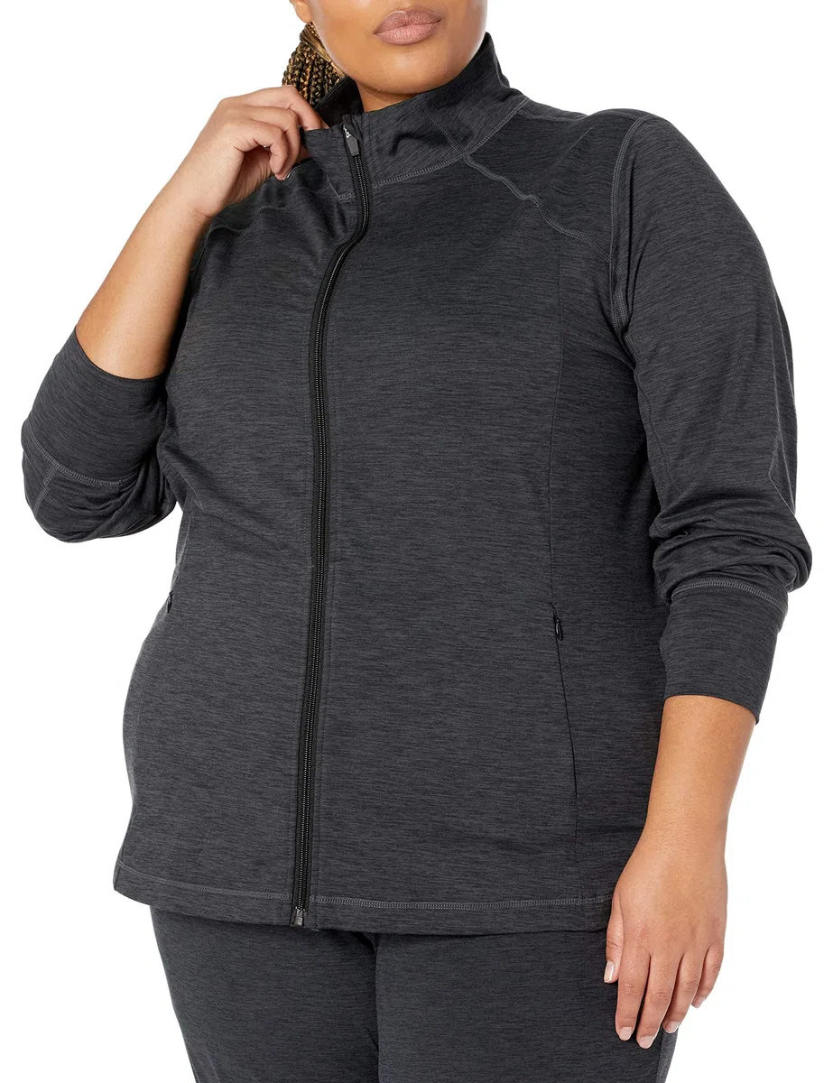Amazon Essentials Veste Entièrement Zippée en Tissu Brossé Tech Stretch - Couleurs abandonnées Femme