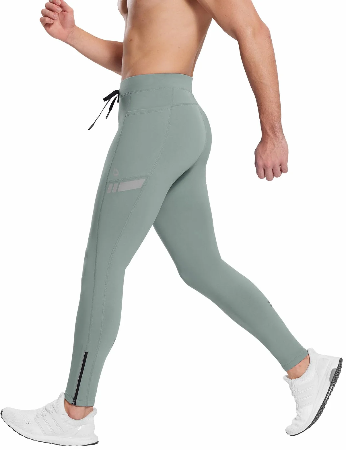 BALEAF Pantalon thermique doublé en polaire pour homme - Pantalon de course imperméable avec poches - Collants de randonnée par temps froid