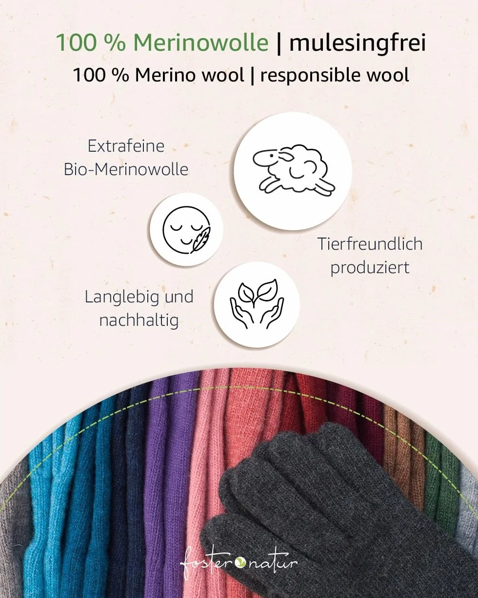 Foster-Natur Gants en laine mérinos pour homme