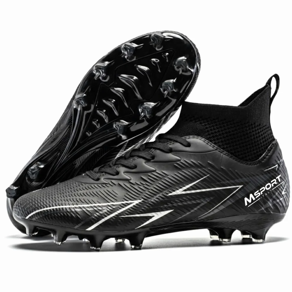 Msport Chaussures de Football Enfants/Adolescents à Crampons – Antidérapantes, Légères et Confortables – Idéales pour Gazon Naturel et Synthétique