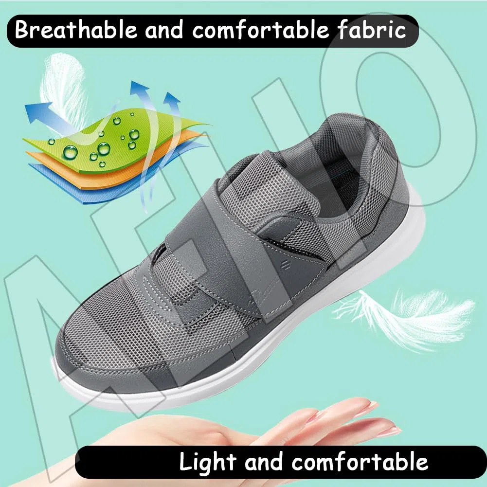 AEHO Chaussure Diabetique Homme Chaussure pour Pied Gonflé Pantoufle OrthopéDiques Homme Chaussures pour Pied Gonflé Chaussure Homme Orthopedique Pantoufle Orthopédique,Noir,49 EU