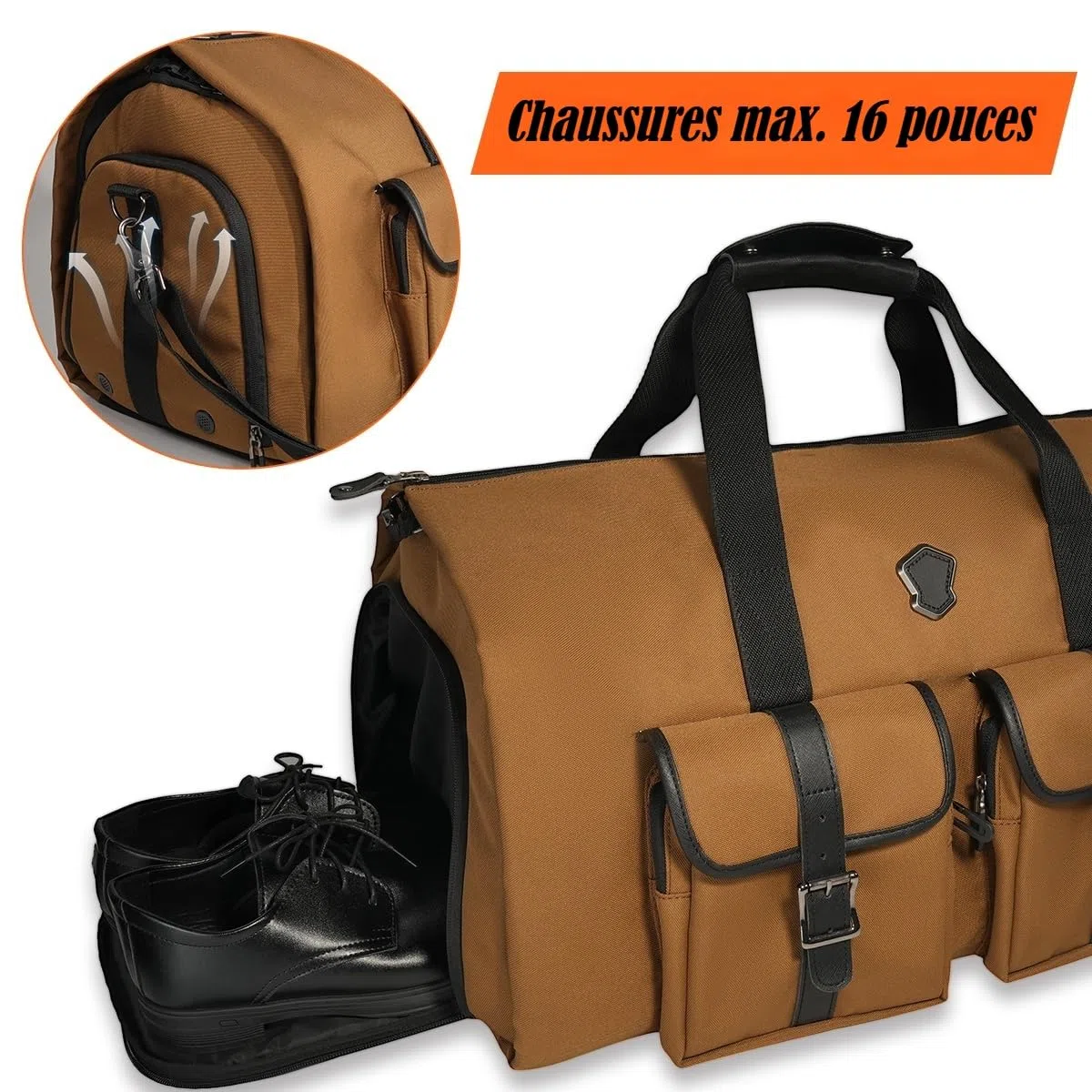 WELKINLAND 48H Housses à vêtements pour voyage, sac de transport avec 10 poches, 3 sacs de voyage pour costumes, sac de voyage à vêtements 2-en-1 de 62L, sac de voyage à vêtements convertible, sac de