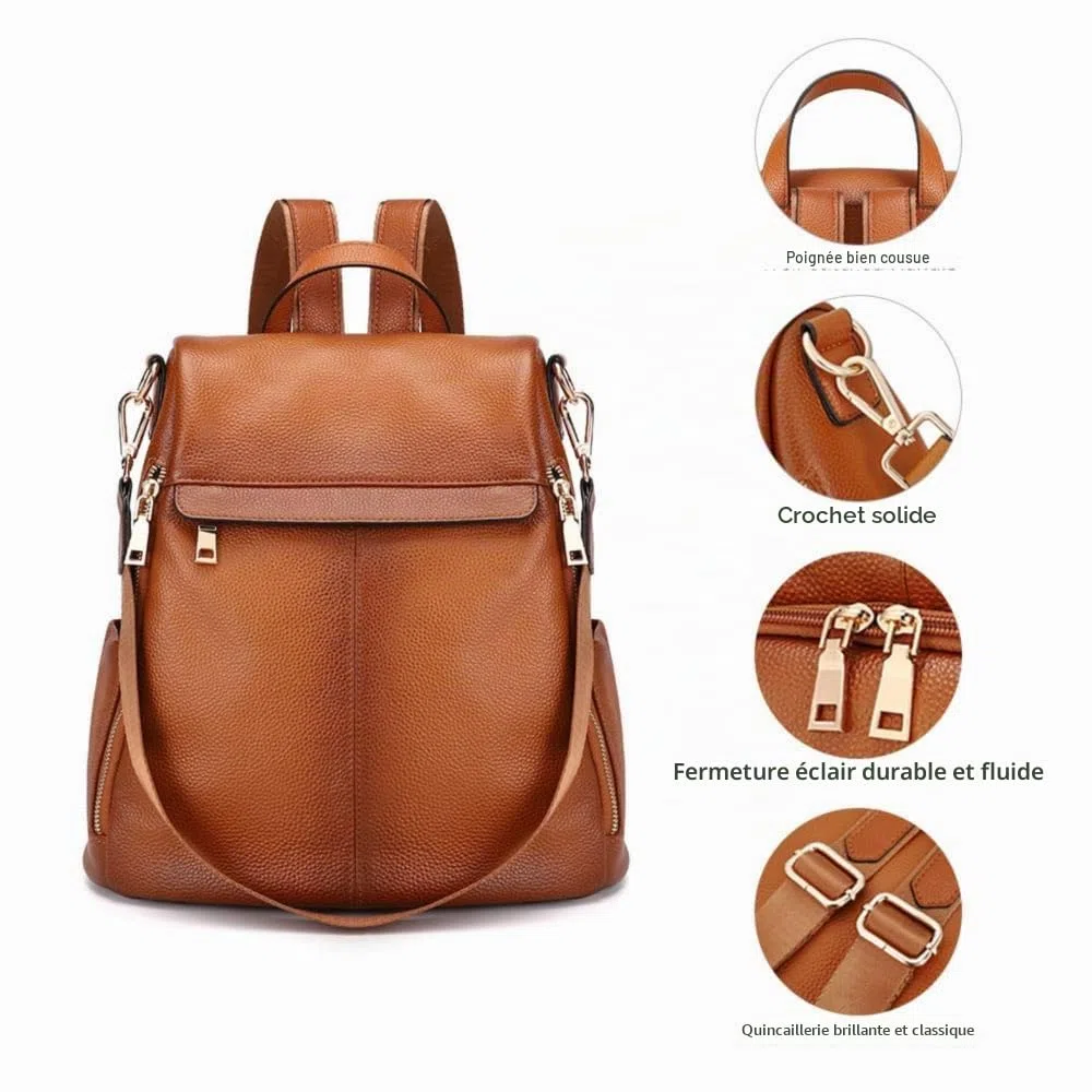 Kattee Sac à Dos Antivol Pour Femme Sac à BandoulièRe En Cuir VéRitable Mode Dames Sacoche Sacs