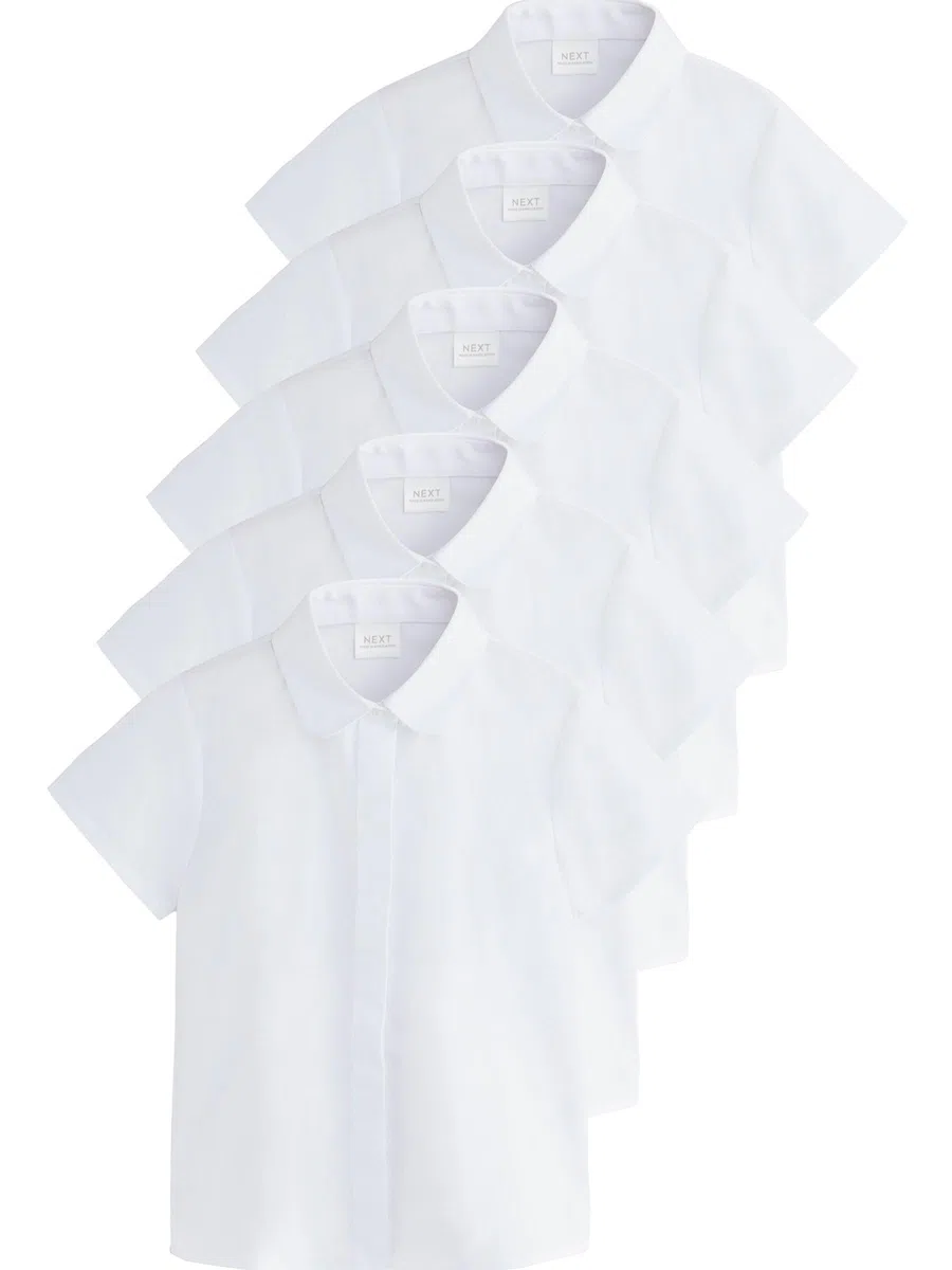 NEXT Fille Chemise d'école ajustée Manches Courtes, Lot de 5