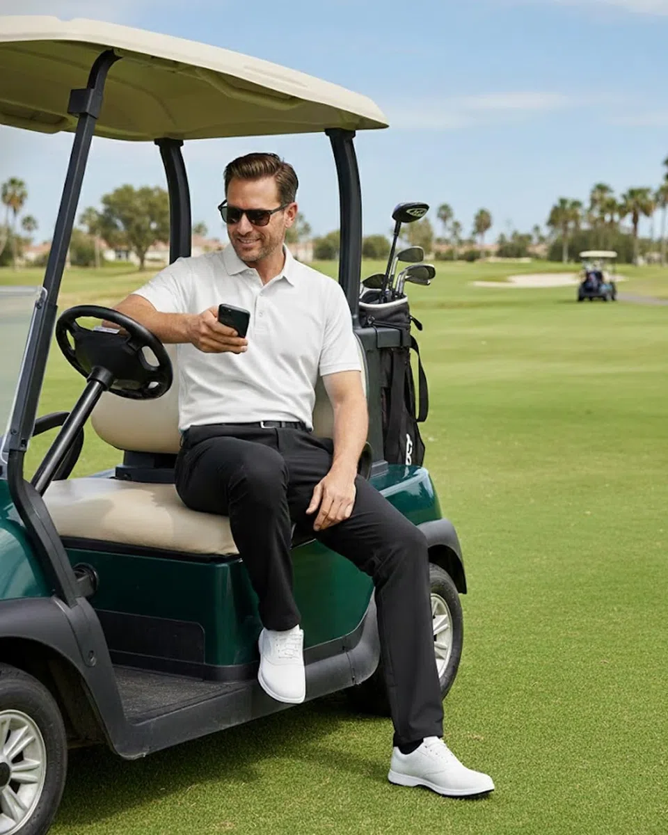 Zylioo Pantalon de golf long pour homme avec couture d'entrejambe extensible, pantalon de travail à séchage rapide léger avec poches