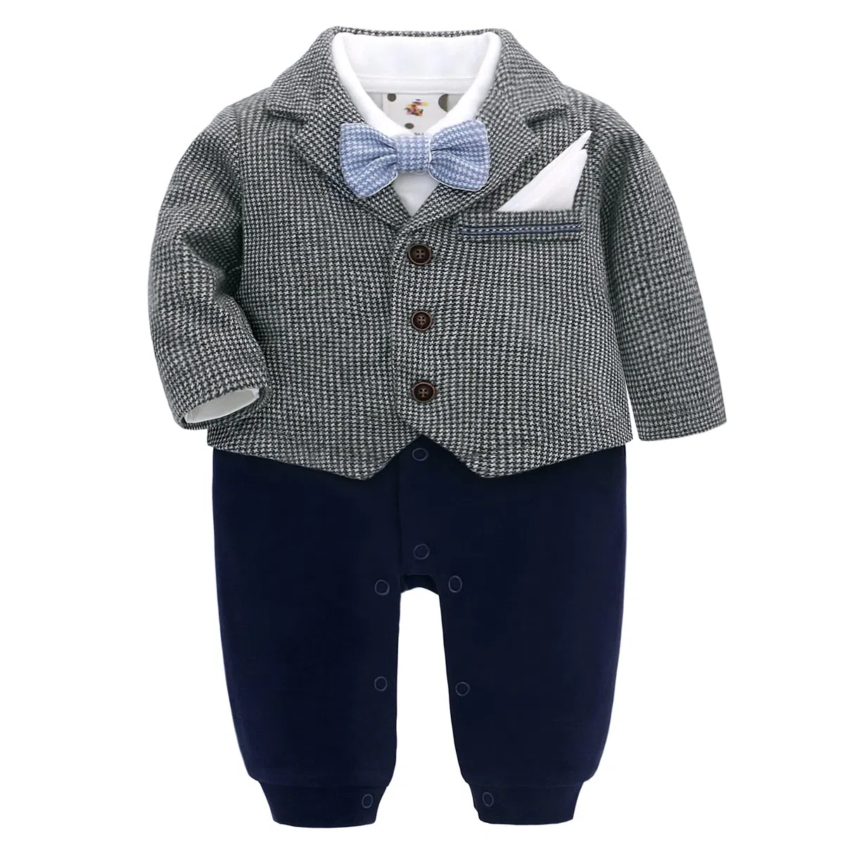 famuka Bébé garçon Smokings Costumes et Vestons Costume de fête Veste de Smoking bébé garçon baptême Mariage séance Photo (Gris, 24M)