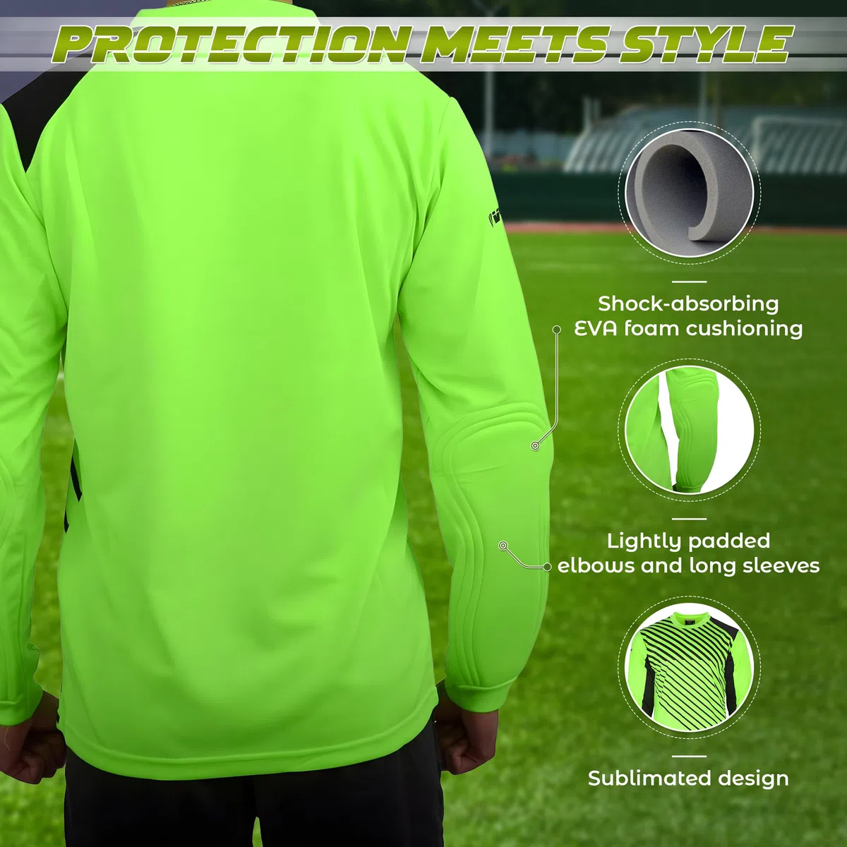 Vizari Arroyo Maillot de Gardien de But de Football léger avec Manches Longues rembourrées pour Homme et Femme