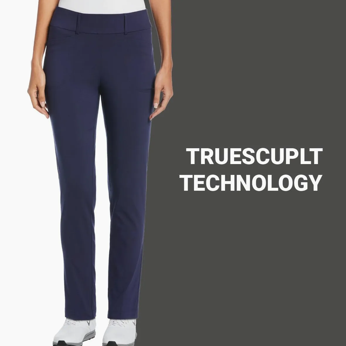 Callaway Women's Truesculpt Pull-on Tech Golf Pant, Brilliant White, SmallW x 29L