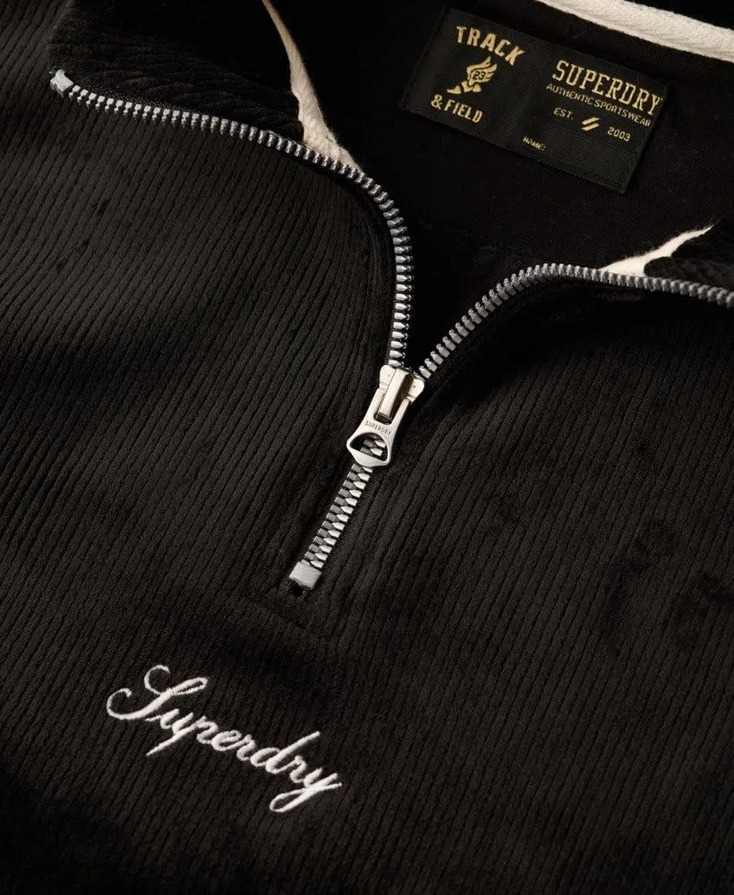Superdry Haut en velours Country Club pour femme avec demi-fermeture éclair
