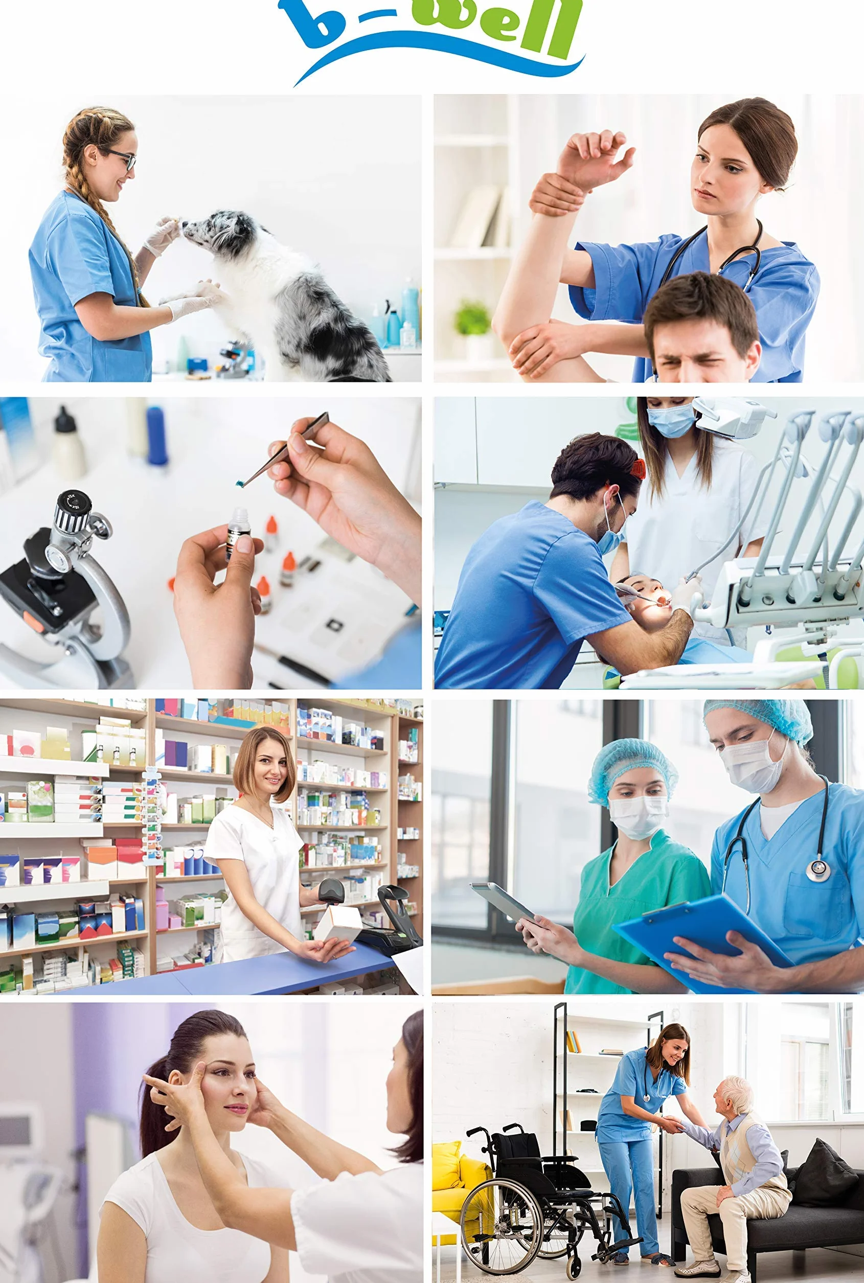 B-well Cesare Uniforme Médicale Unisexes Ensemble: Haut et Pantalons + Blouse Medicale Femme/Homme - Tenue Aide Soignante Professionnelle