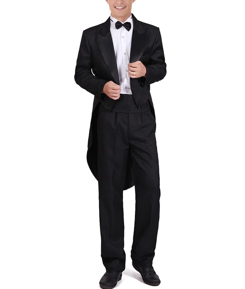 Costume de smoking pour homme - Coupe ajustée - Manteau à queue d'hirondelle - Costume de magicien pour adulte - Costume de magicien - Queue d'hirondelle