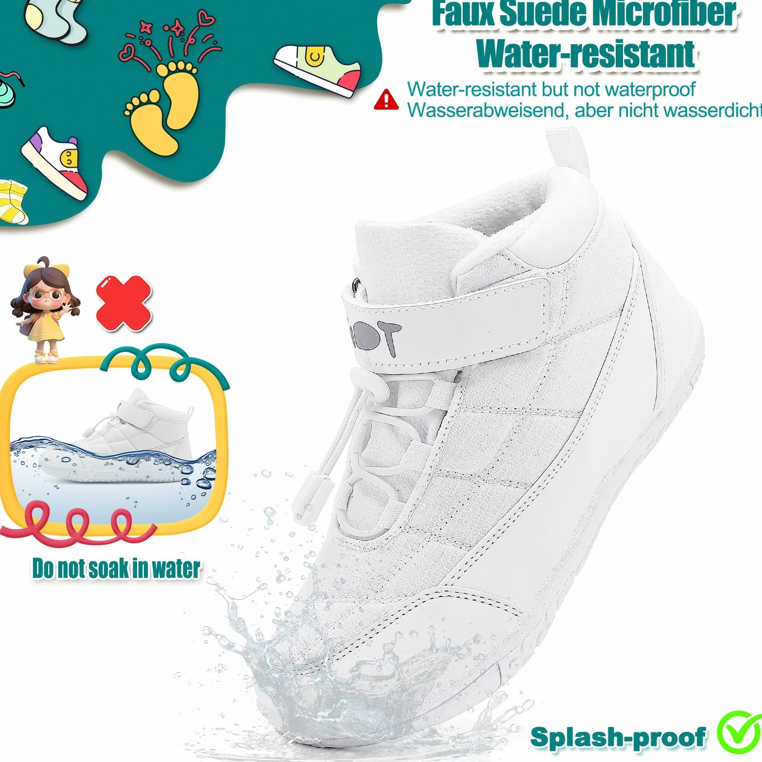Wizshoe Chaussures Pieds Nus Enfants Trail Garcons Fille Minimaliste Barefoot Bottes Baskets Running Sneakers Léger Respirantes Antidérapantes Transition Printemps Automne Blanc 33EU