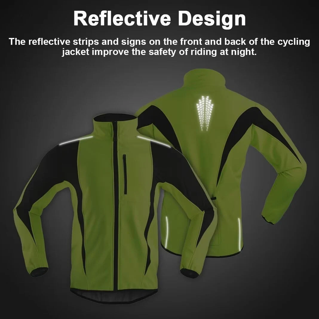 Veste Cycliste Femme Hiver Thermique Polaire Chaude Veste de Vélo Running VTT Softshell Réfléchissante Coupe Vent Imperméable