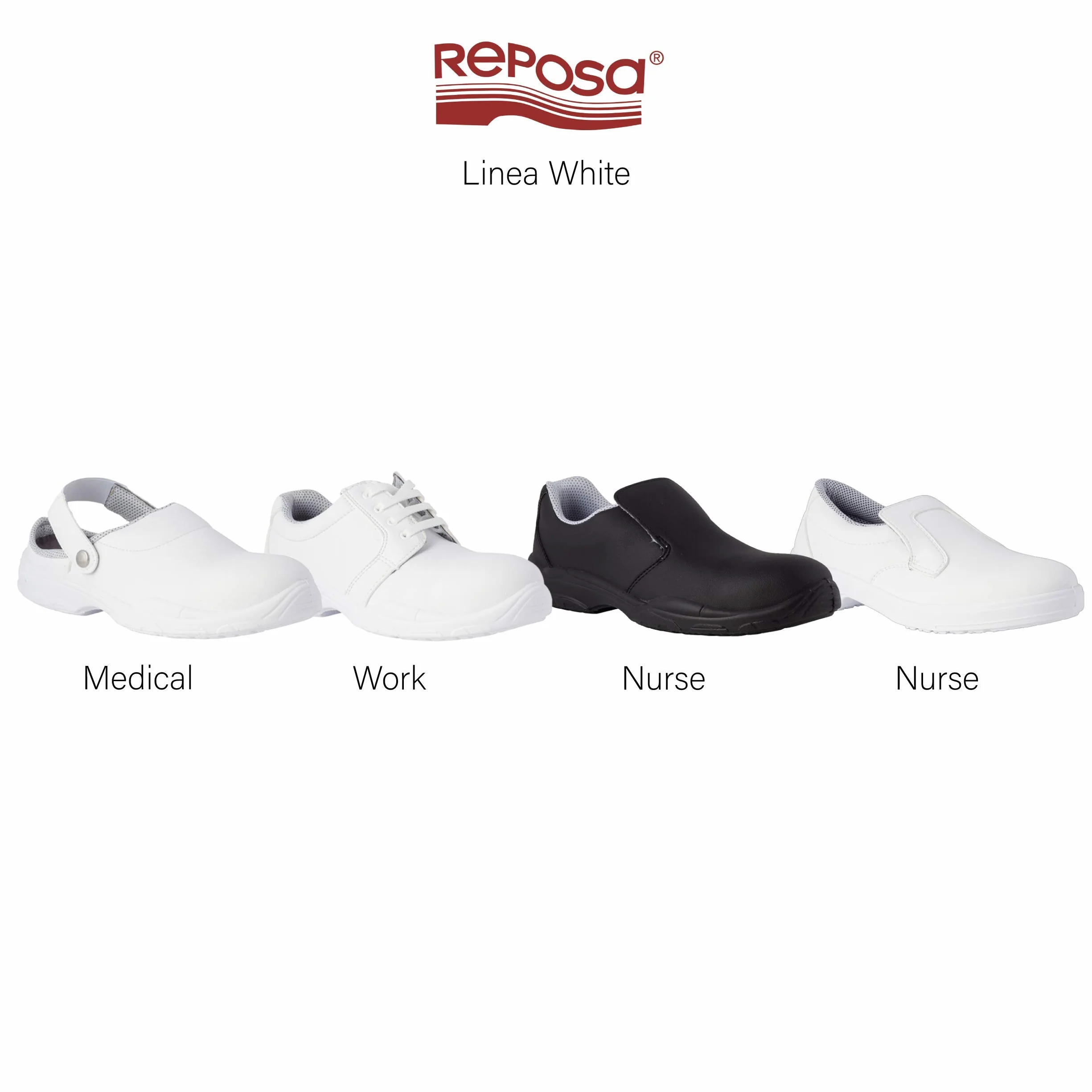 REPOSA Nurse - Chaussures de Travail Homme et Femme avec Embout de Sécurité en Composite, Chaussure Medicale et Cuisine Fermée sans Lacets, Chaussure Medicale Femme et Homme Antidérapant et Antichoc