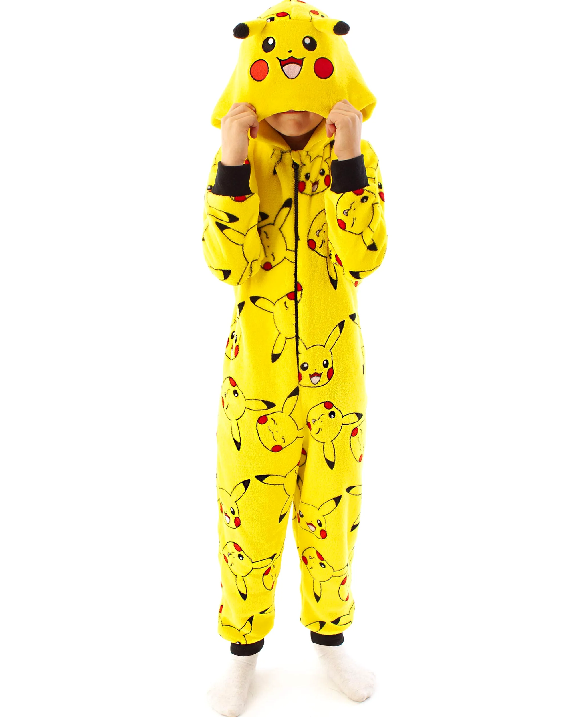 Pokémon Onesie Boys Pikachu Yellow Yellow Ears 3D Enfants Tout en Un Pyjamas PJS