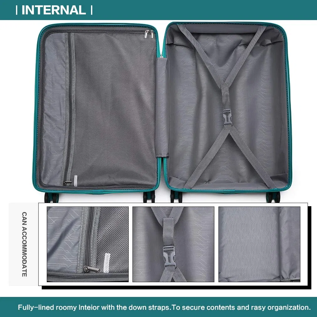 Kono Valise Trolley Grande Taille 76 cm Valise Rigide Enregistrement en Polypropylène Légere à 4 roulettes avec Serrure TSA Intégré 100L (Turquoise)