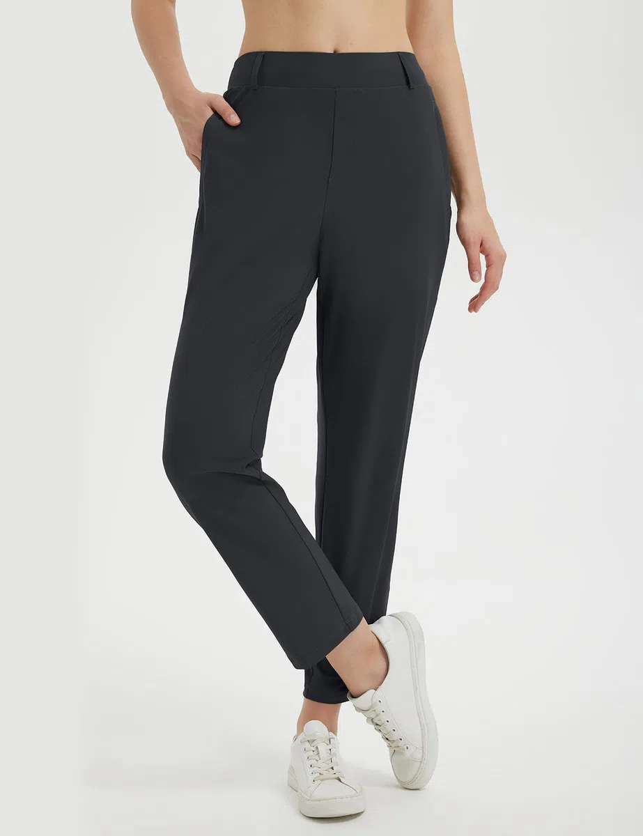 baleaf Pantalon de golf pour femme avec passants de ceinture, poches zippées, extensible, pour voyage, travail, affaires, décontracté, UPF 50+