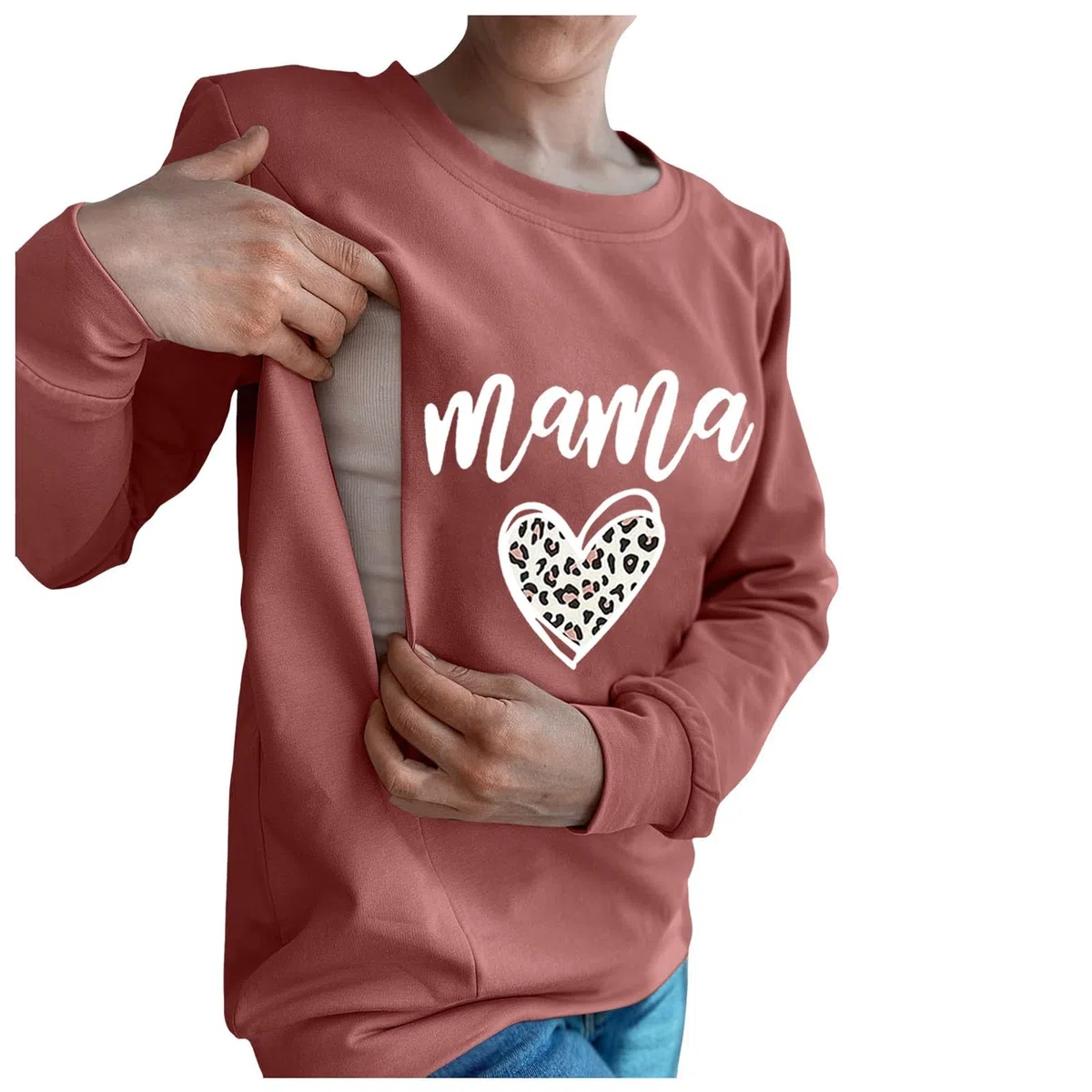 Mama's Boobery Sweater Femme Décontracté Sweat-shirt de maternité/d'allaitement Confortable avec Fermeture éclair Pull d'allaitement Patron de Couture Hoodie Femme