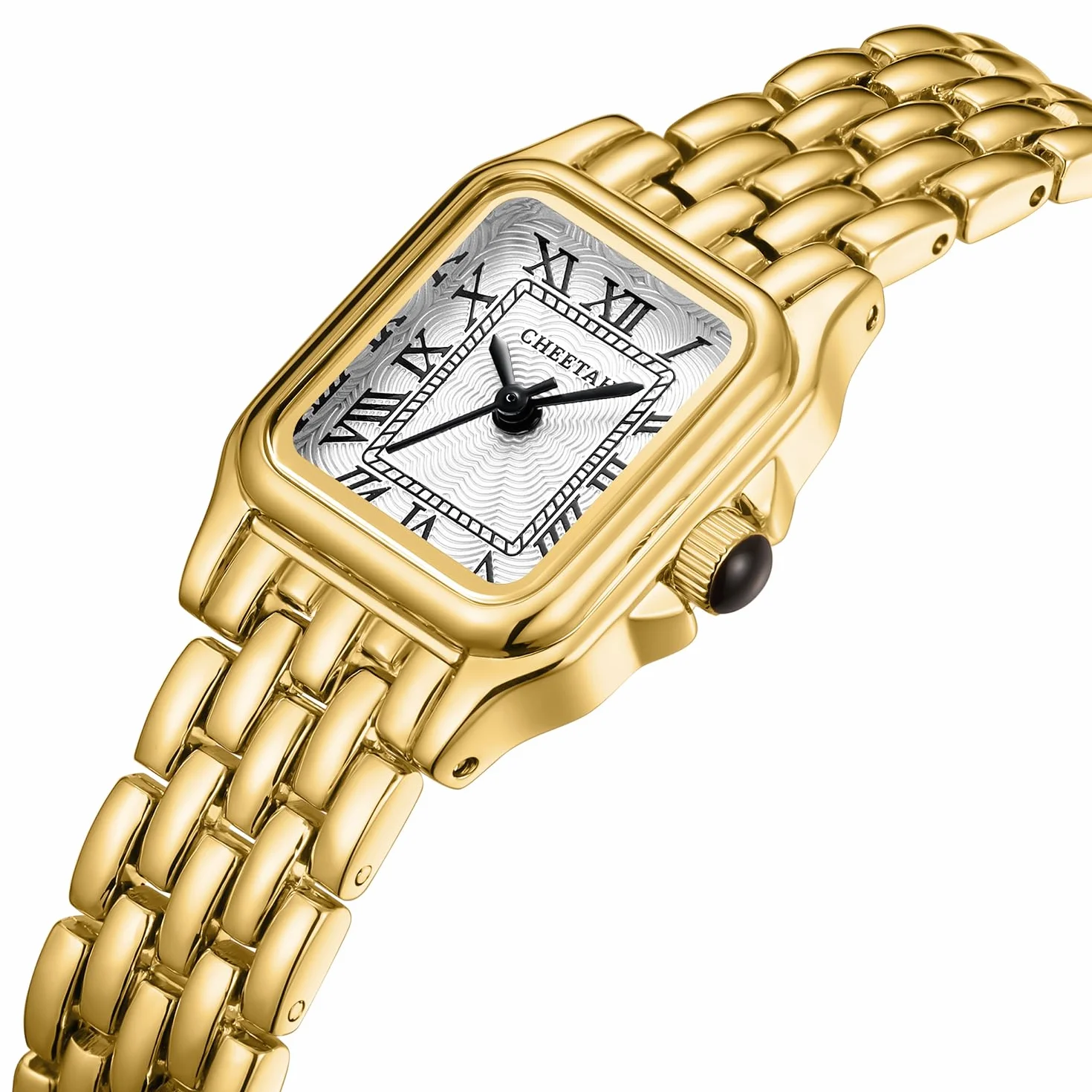 CHEETAH Montres pour Femmes à Quartz Analogique avec Bracelet Vintage, Boîtier Rectangulaire, Cadran Romain, Montre-Bracelet Numérique étanche Acier Inoxydable Petit Cadran pour Femmes et Filles