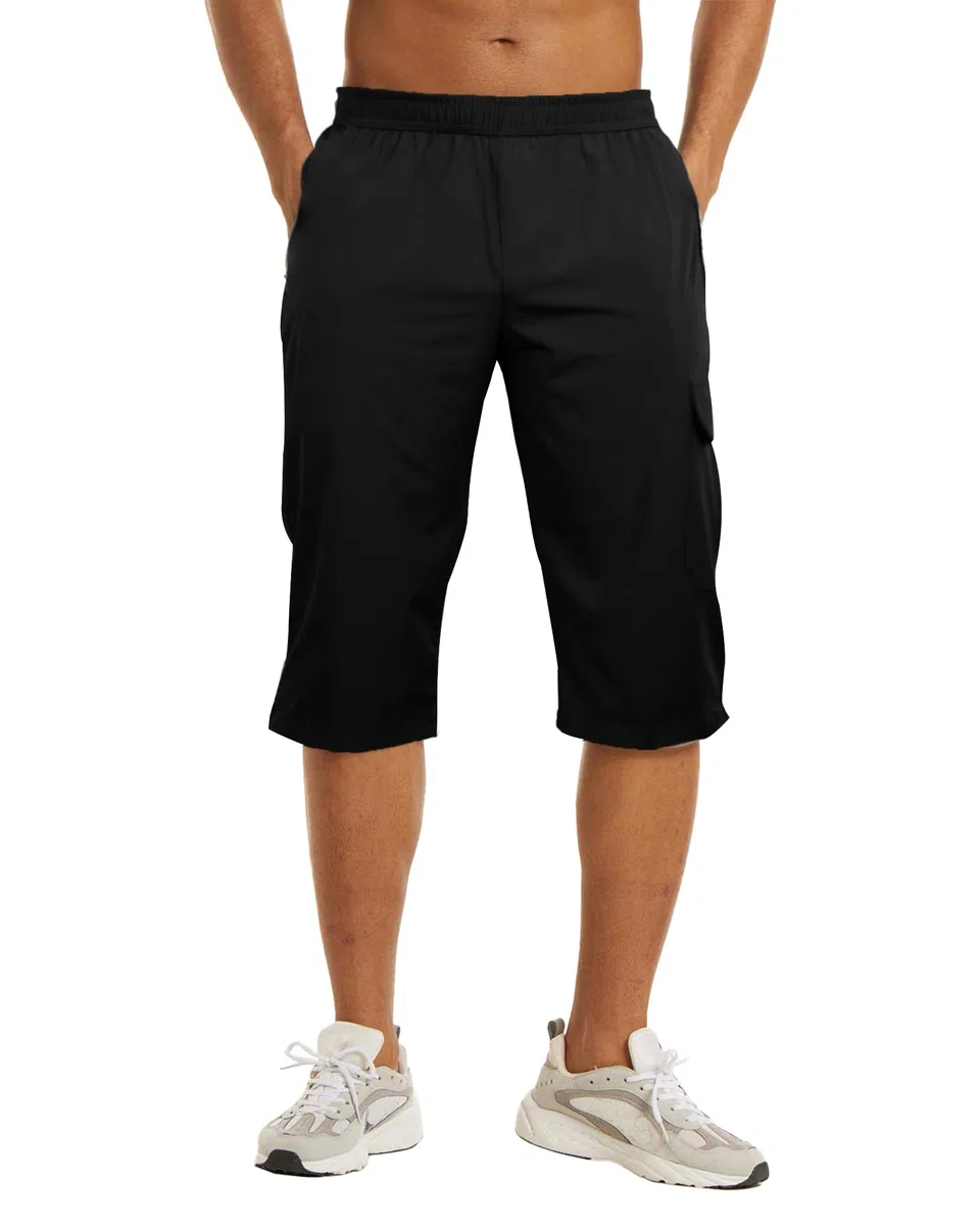 NANAMEEI Short 3/4 pour homme - Imperméable - Cargo - Pantalon de randonnée - Stretch - Pantalon de trekking - Pantalon d'été - Serren