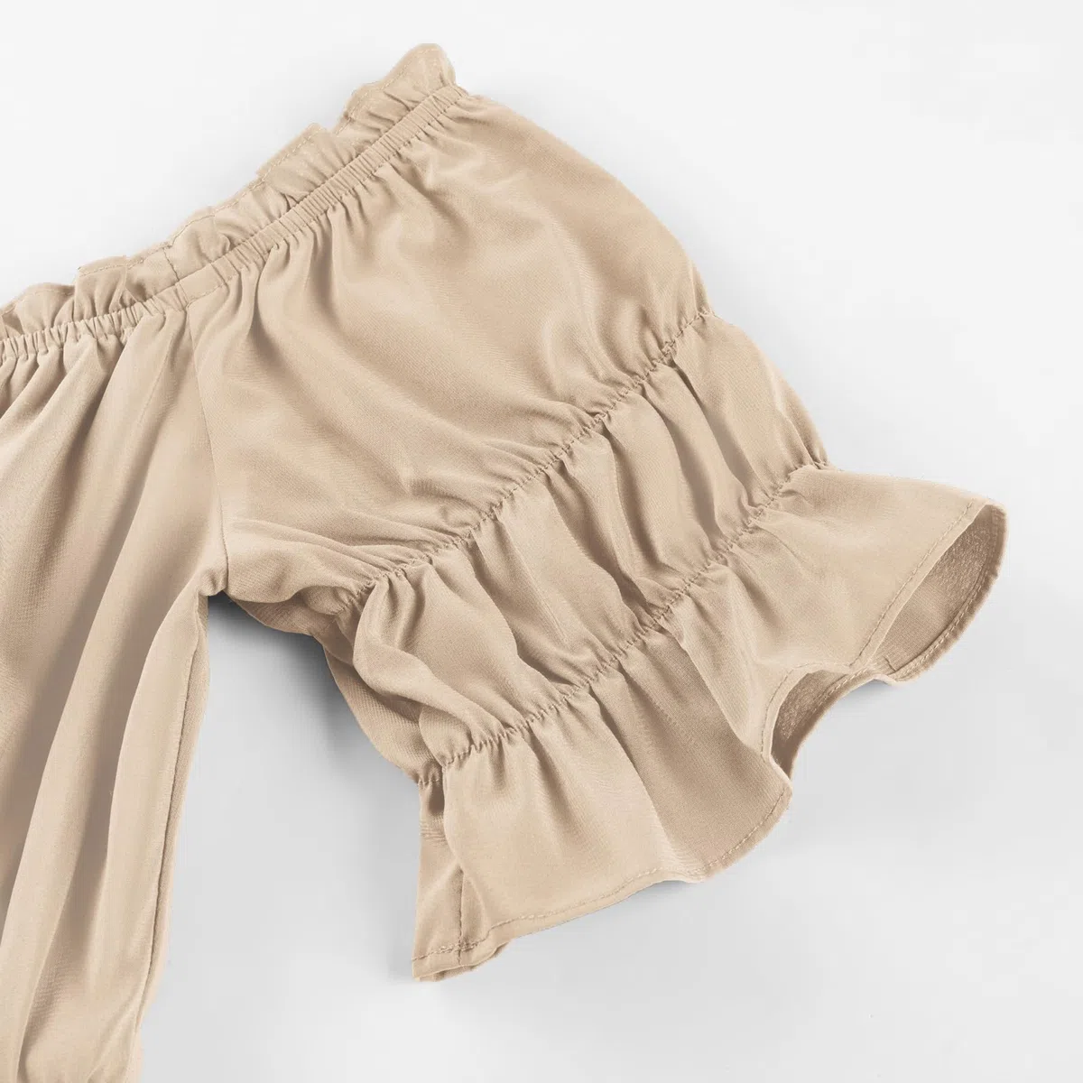 SCARLET DARKNESS Haut médiéval à taille élastique pour femme avec encolure volantée, manches et ourlet