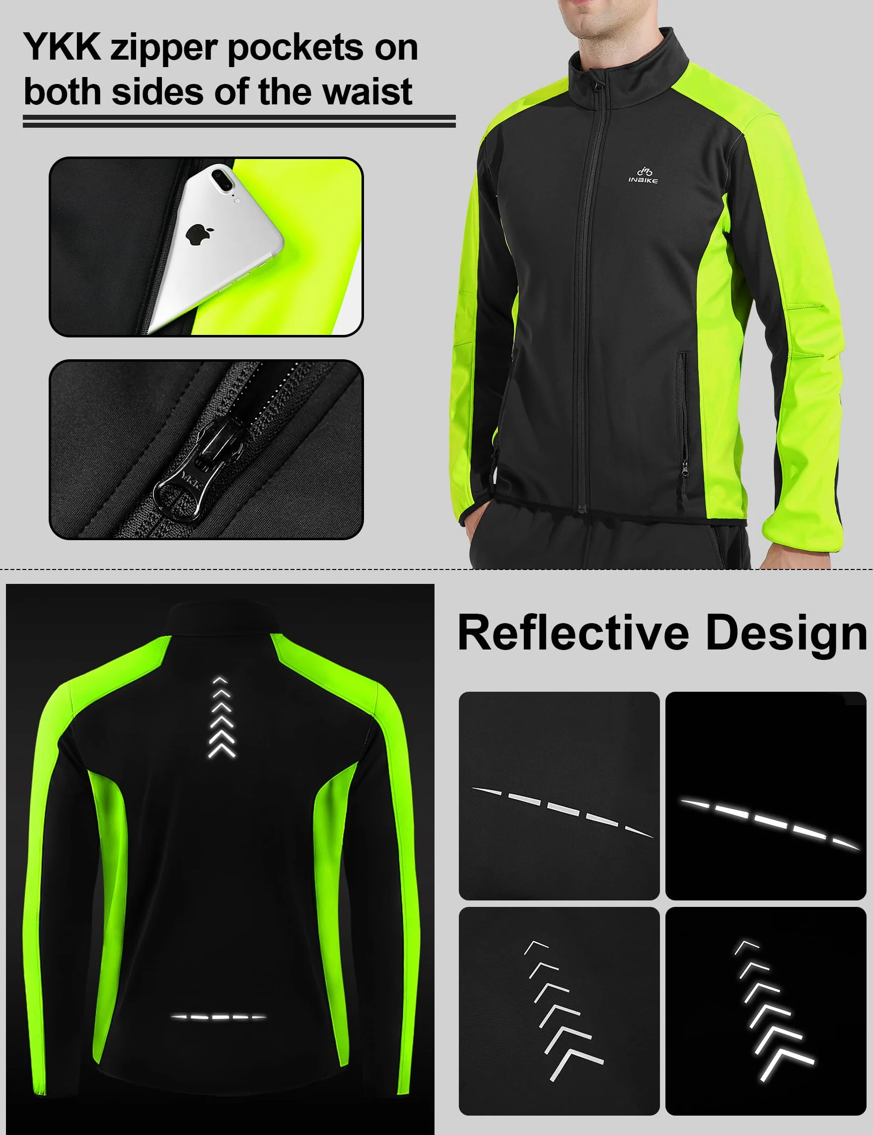 INBIKE Veste Cyclisme Homme Hiver Blouson Chaud Polaire Coupe Vent Vtt Velo WJ602