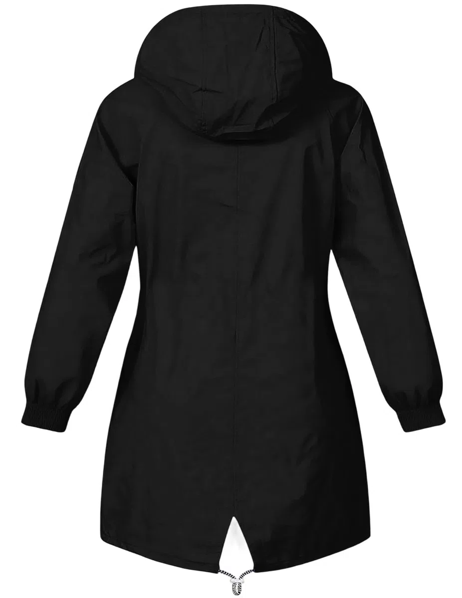 Veste Imperméable Femme À Capuche Léger Coupe-Vent Mi-Saison Fermeture Éclair Poches Blouson de Pluie Manches Longues Randonnée Extérieur Pliable Tenue Quotidienne Respirant Plein Air Confortable
