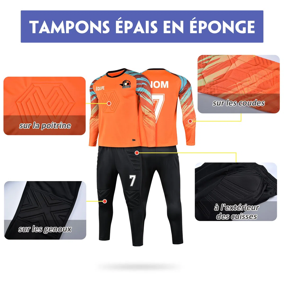 LAIFU Maillots de Gardien De Football Personnalisés-Maillot Gardien de But Adulte Enfant Personnalisé avec Votre Nom Numéro de Logo D'équipe