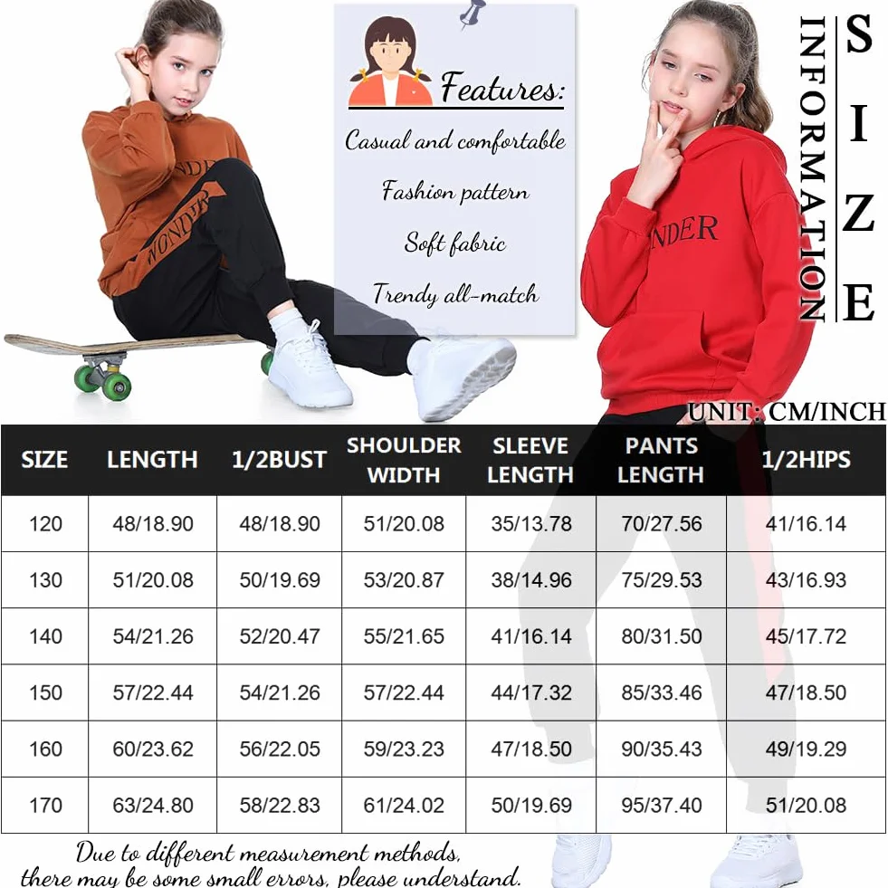 Survêtement Ensemble Fille Costumne Sport Jogging Sweat-Shirt Encapuchonné Pull + Pantalon de Sport Hoodies 2 Pièces Vêtement d'automne Printemps