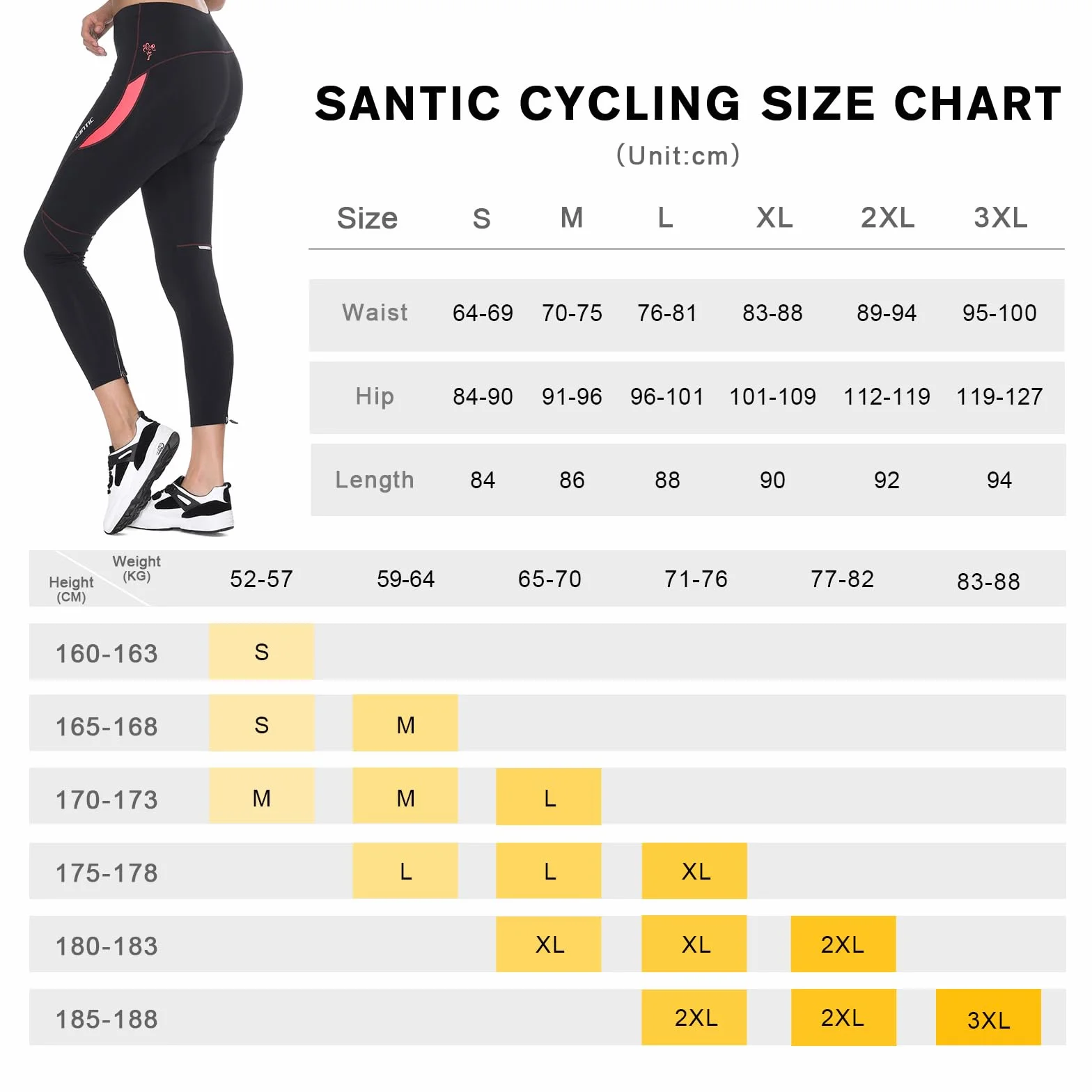 Santic Pantalon Cycliste Femme Rembourré - Velo Longues avec Coussin pour Femme - Parni