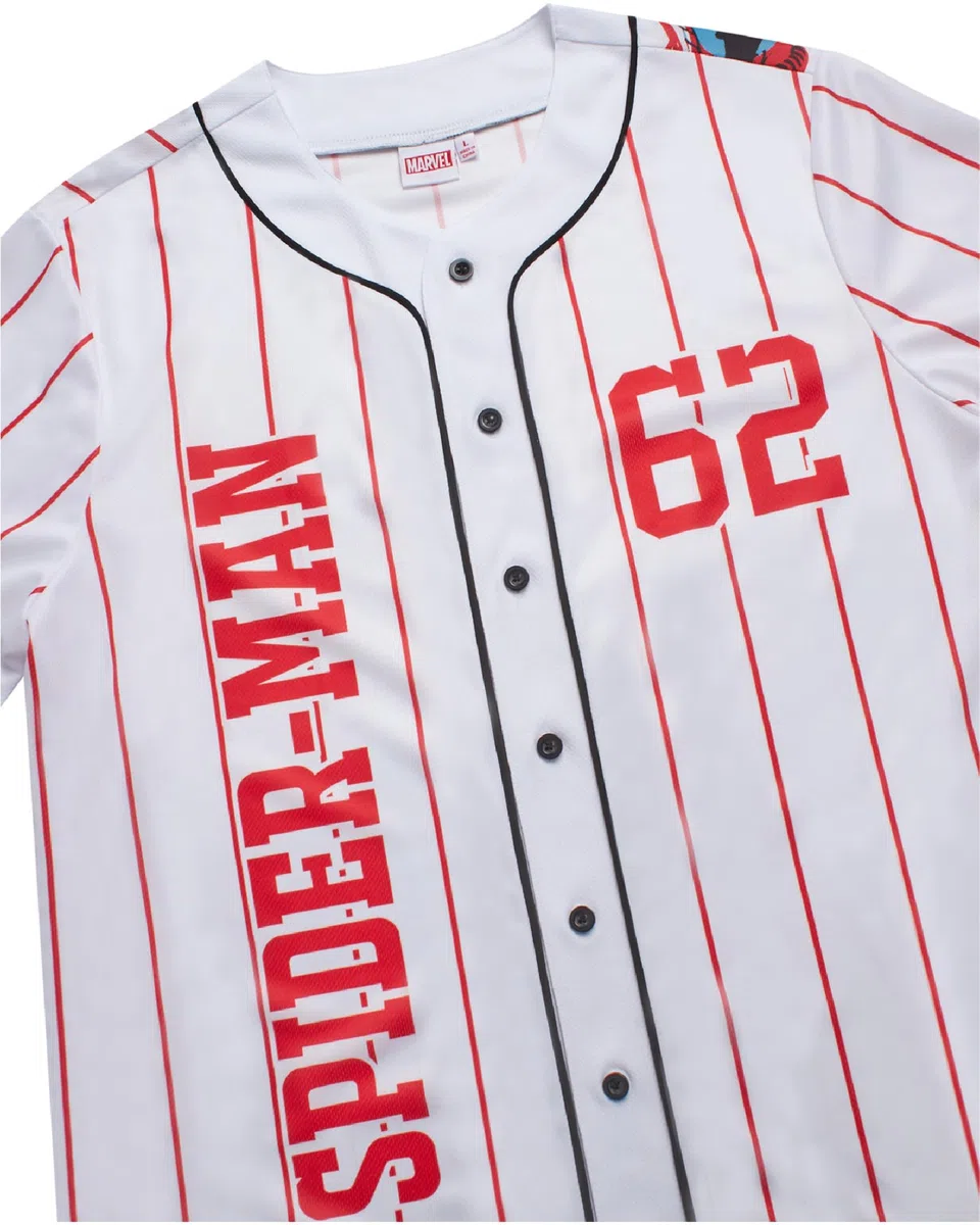 Marvel Maillot de baseball Spiderman pour femme - T-shirt de baseball fantaisie - Spidey Jersey pour femme (tailles : S-XL), Spider-man blanc, Taille M