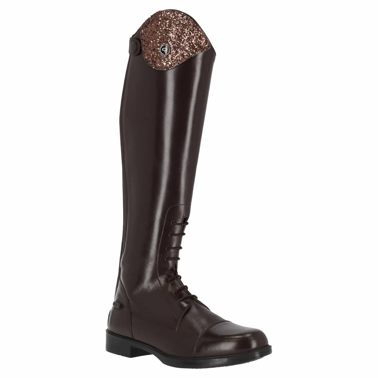 Bottes d'équitation en cuir QHP Romy pour enfants avec design interchangeable - Noir - Largeur de mollet normale