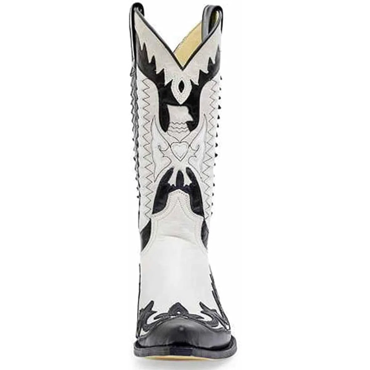 DJFOG Bottes de Chevalier pour Hommes, Bottes de Motard brodées, Bottes Hautes Vintage, Style Cowboy Occidental, Bottes de Moto à Bout Pointu