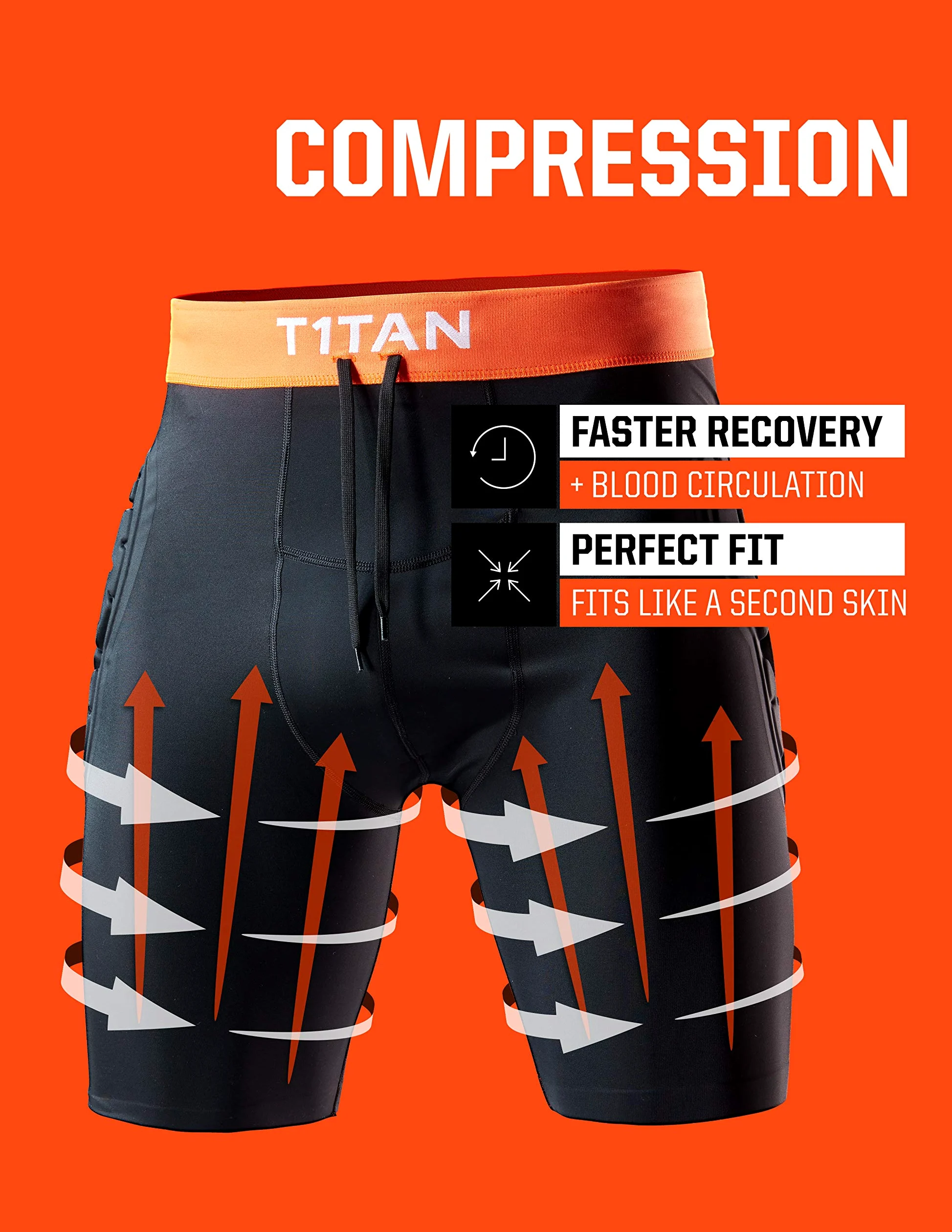T1TAN sous-Short de Protection pour Gardiens de Foot, Pantalon de sous-vêtement Gardien de But rembourré avec Protection des Hanches, Ceinture de Pantalon élastique et Cordon, Taille XXS-XL, Noir