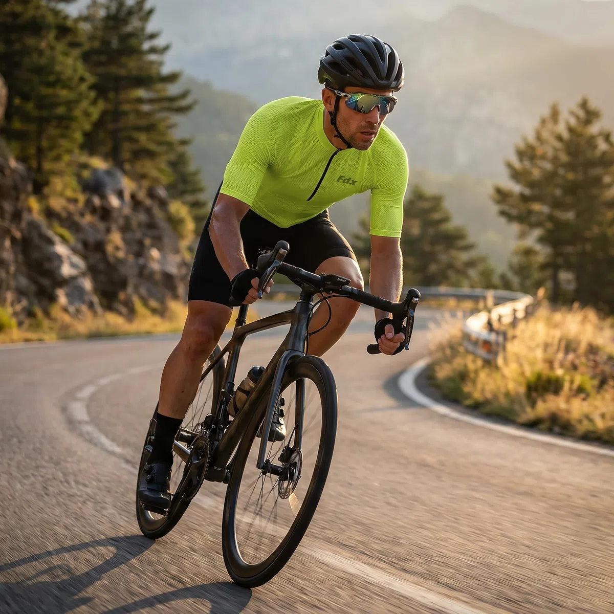 FDX Maillot de Cyclisme pour Homme, Demi-Zip, Respirant, à Manches Courtes et 4 Poches, idéal pour Le VTT, la Course, la Course à Pied et Les activités de Plein air