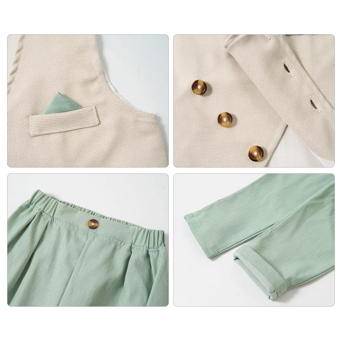 Volunboy Ensemble Costume Bébé Garçon Gentilhomme, Costumes Mariage Gilet Chemise Pantalon avec Noeud Papillon