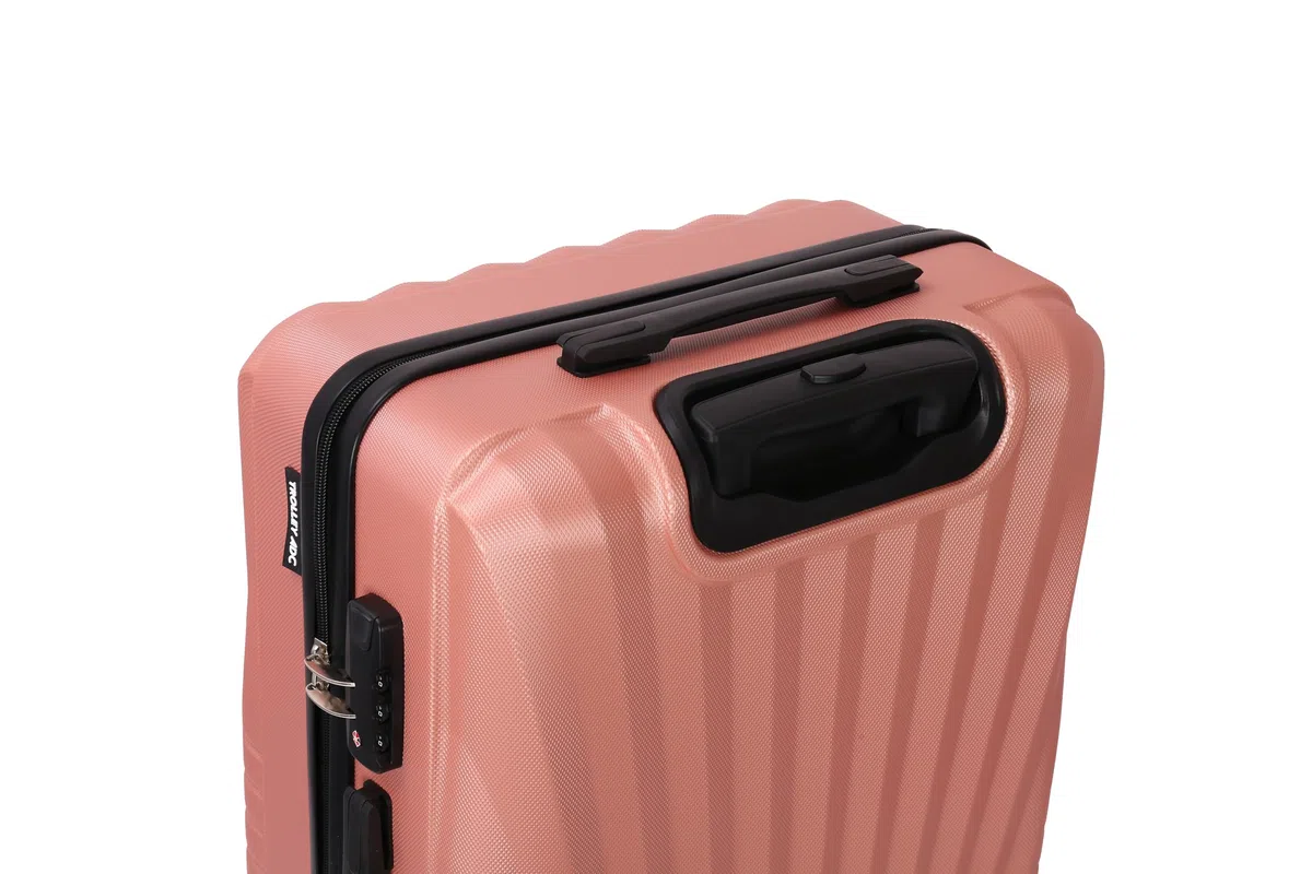 Valise Grande Taille Rigide 75cm – Soute Avion – Bagage XL léger ABS – 4 Roues pivotantes 360° – Fermeture zippée – Poignée télescopique – Rose Gold – Collection Elegance - TROLLEY ADC