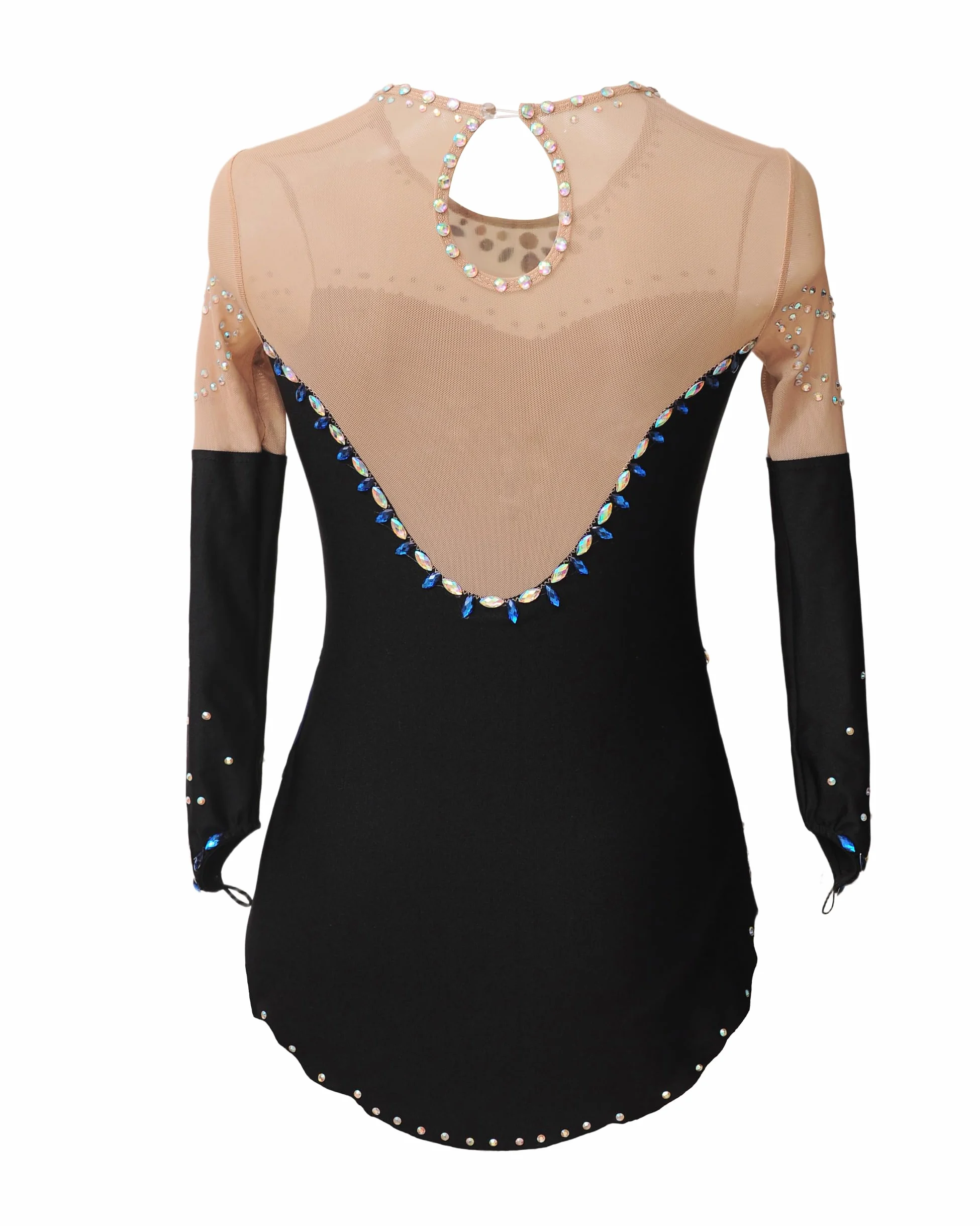 ROYAL SMEELA Robe De Patinage Artistique À Manches Longues for Filles, Robes De Compétition De Danse sur Glace avec Strass Enfant