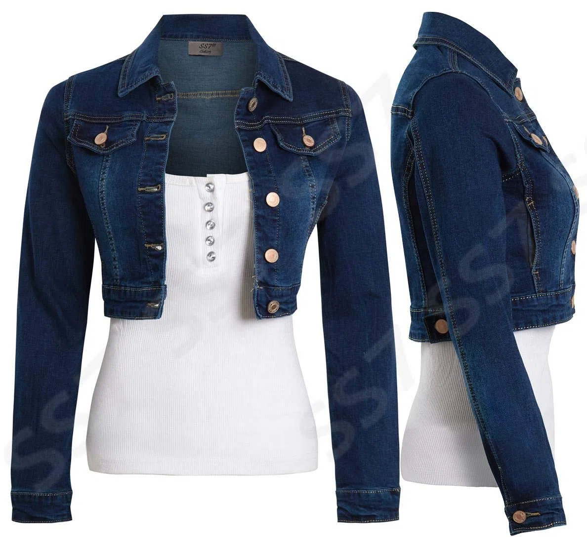 SS7 Femme Veste en Jean Cropped