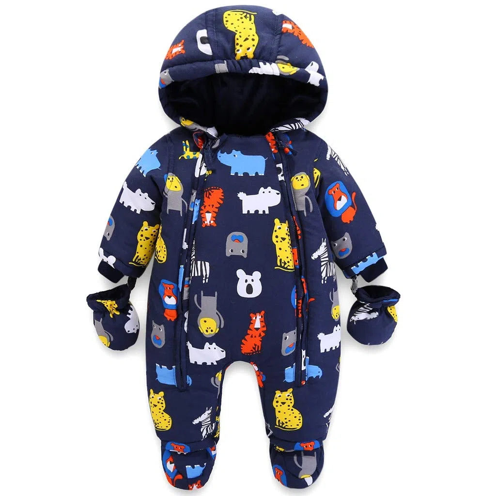 Bébé Combinaison de Neige Hiver Barboteuses à Capuche avec Gants et Chaussons 18-24 Mois