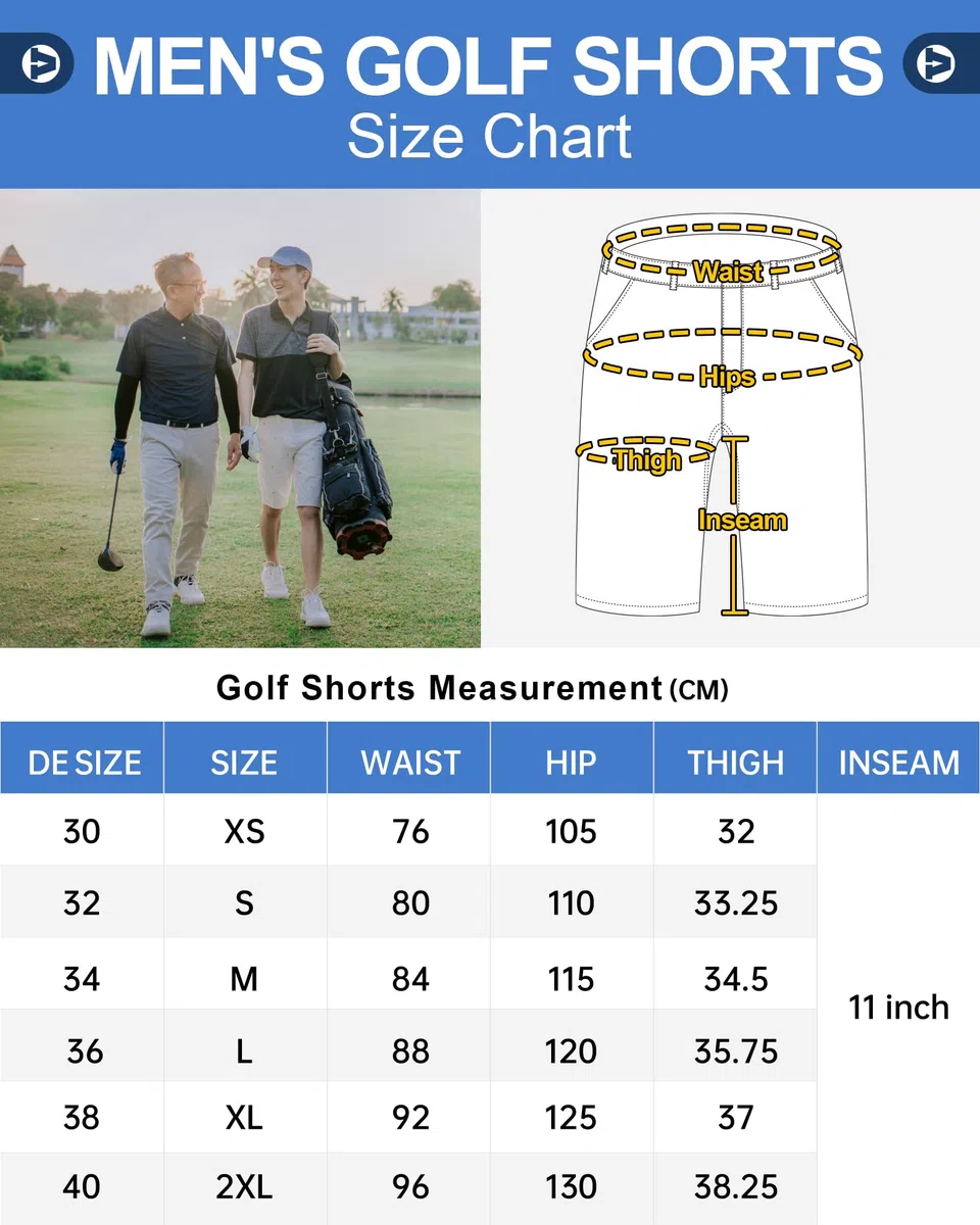 Outdoor Ventures Short de golf pour homme UPF 50+ Stretch Dry Fit 11" Bermuda Short léger à séchage rapide avec poches pour le travail de golf