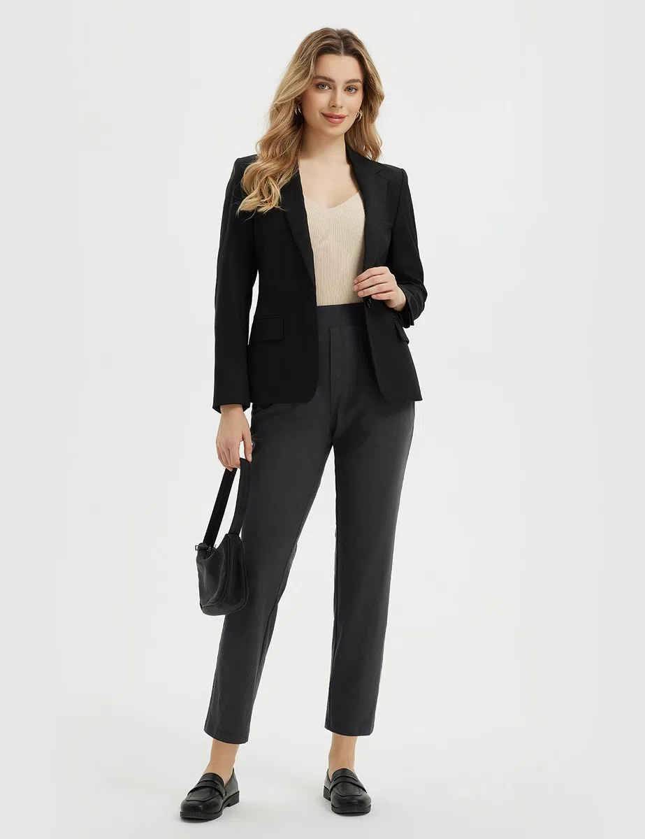 baleaf Pantalon de golf pour femme avec passants de ceinture, poches zippées, extensible, pour voyage, travail, affaires, décontracté, UPF 50+