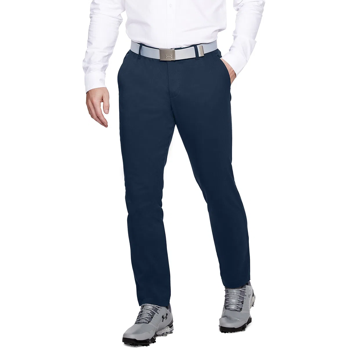 Under Armour UA Showdown Taper, Pantalon de golf élégant pour une liberté de mouvements optimale, pantalon de sport confortable à 4 poches Homme, Black / Steel Medium Heather / Black, 30/30