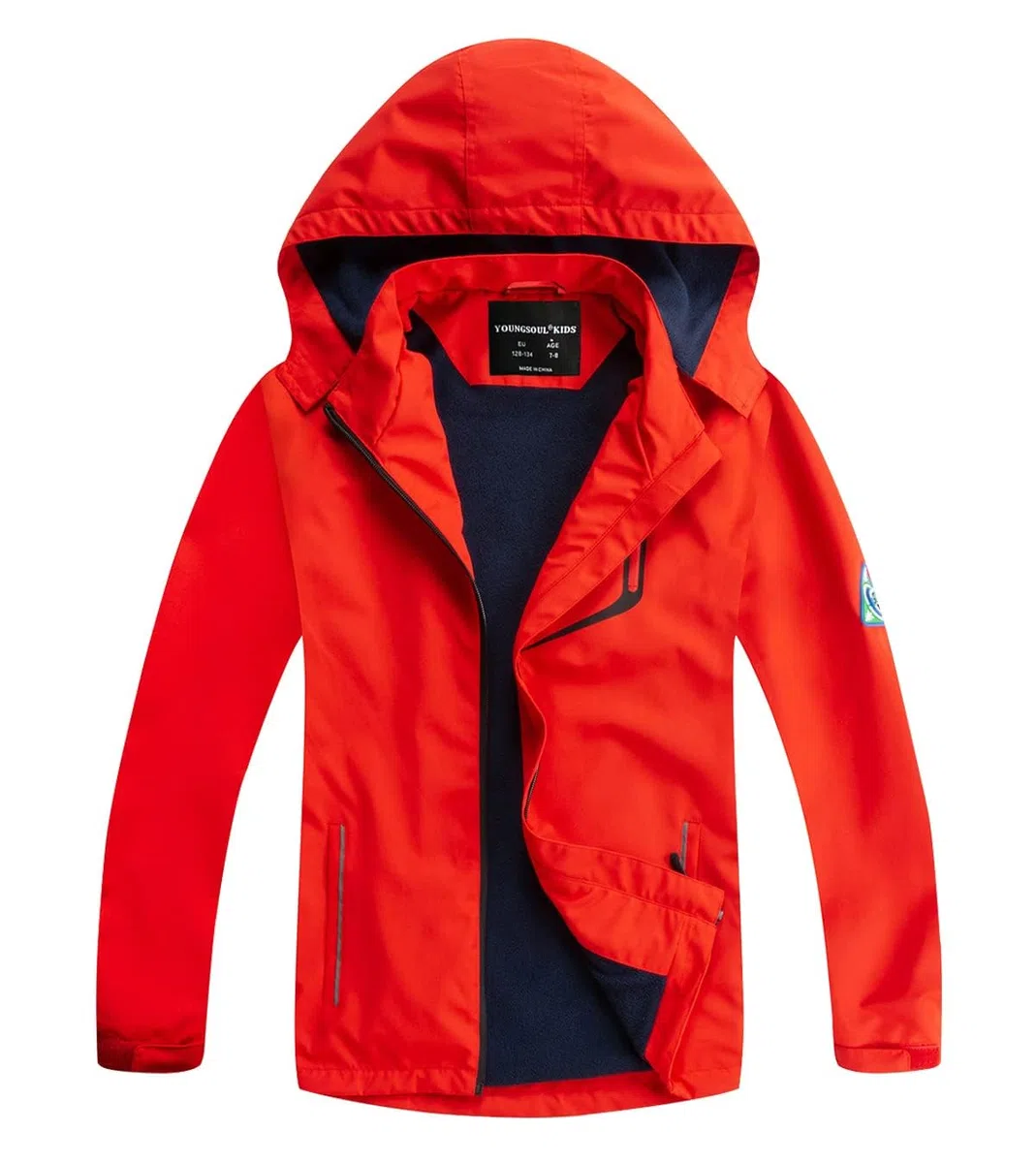 YoungSoul Manteaux Imperméables Garçon - Coupe Vent Doublé Polaire Fille - Veste de Pluie avec Capuche Amovible